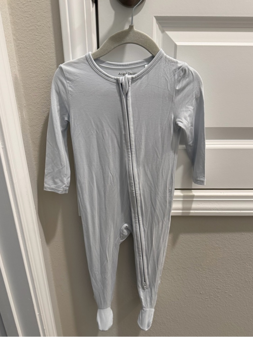 Angel Dear Light Gray Zipped Footed One-Piece